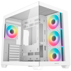 Carcasa DEEPCOOL CG550 4F Mid Tower ARGB ALB, Tempered Glass+ABS+SGCC, Sloturi Expansiune 7, Drive Bays: 2x3.5" 2+1x2.5", Ventil